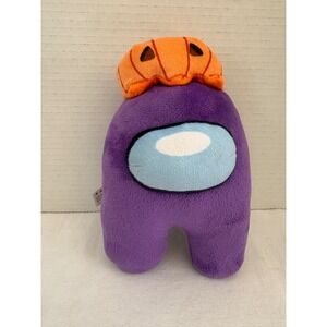Among Us Purple Crewmate Plush with Pumpkin Hat Toikido AU7214 7.5 Inch